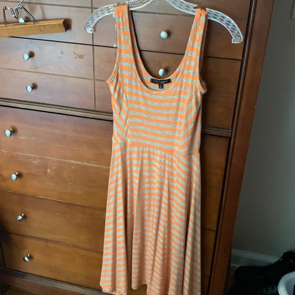 Green Envelope Orange Stripe Dress Size Small